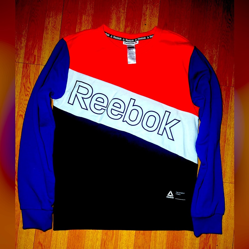 Reebok Red, Blue, and Black Long Sleeve Shirt